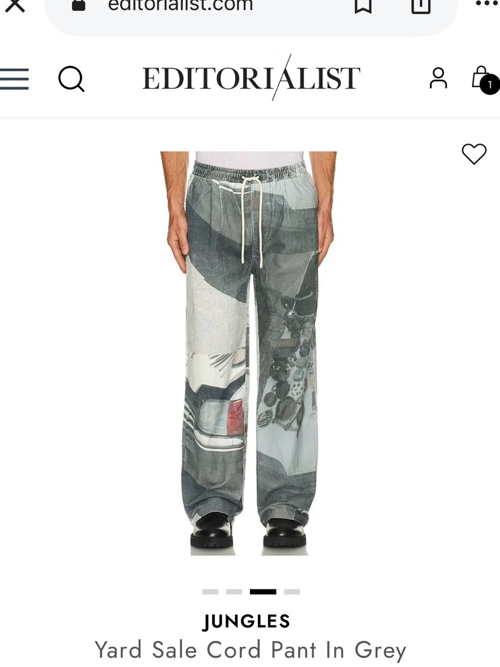 Jungles Yard Sale Corduroy Pants in Grey - Relaxed Drawstring Trousers